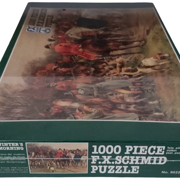 F.X. Schmid 1995 Contemporary 1000 - 1999 Pieces Jigsaw  “A Winters Morning” Hunting Scene 1000 Piece Jigsaw Puzzle Game Hobby FX Schmid